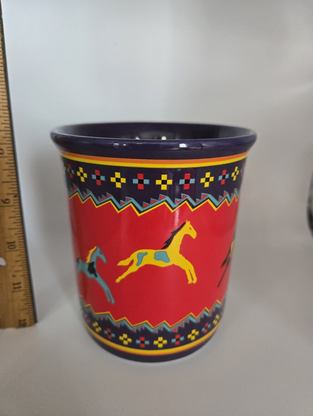 Pendleton Mills Celebrate The Horse Red Southwestern Horse Pattern Ceramic Mug - Picture 4 of 10